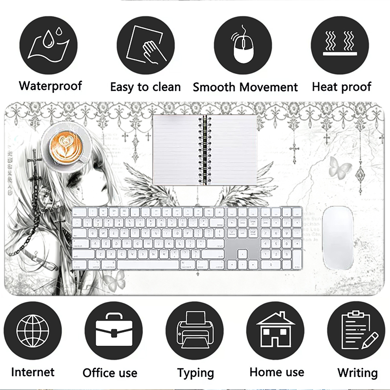 Leather Mousepad Black White A - Gaming Accessories Aesthetic recension och pris